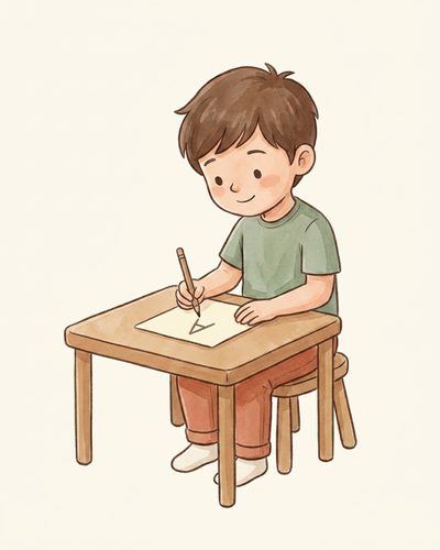 Watercolor illustration placeholder for myth 3: tracing letters compared with freehand letter formation