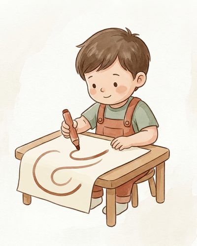 Watercolor illustration placeholder for myth 2: matching pencil thickness to grip stage