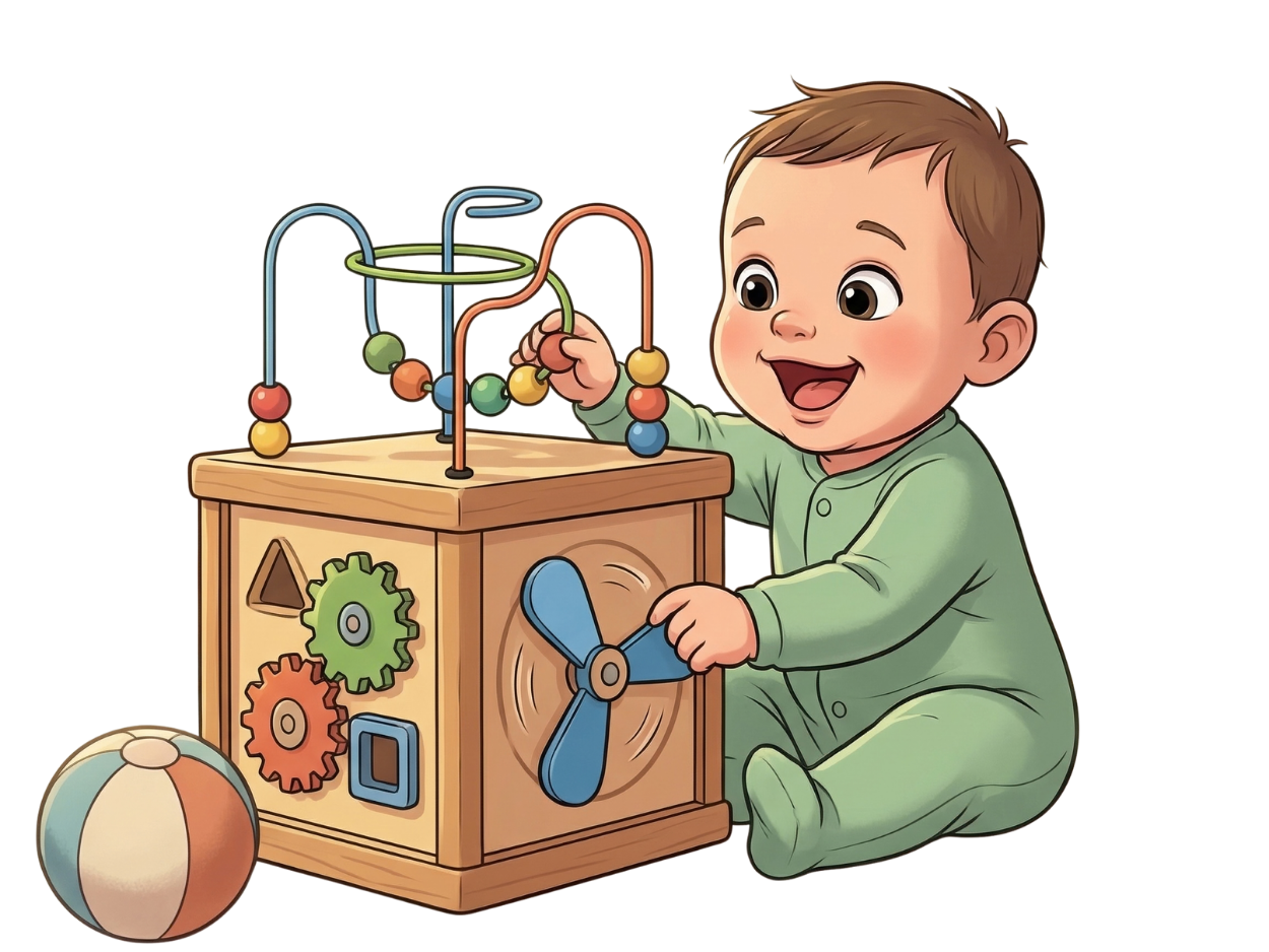 Baby exploring sensory developmental toys