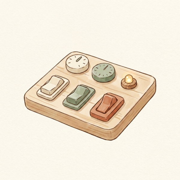 A wooden Montessori-style developmental tool