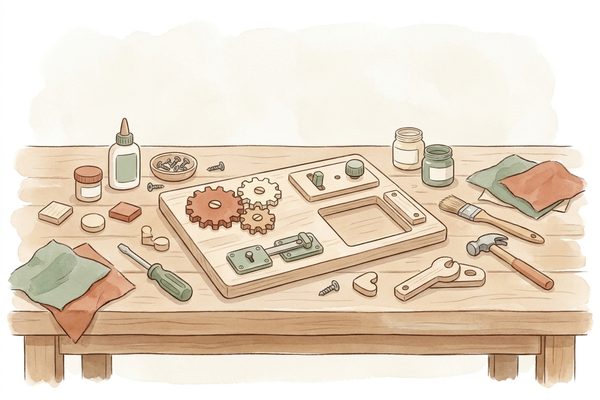 Watercolor illustration of where DIY busy boards fall short