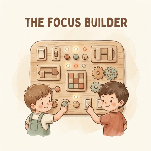 Watercolor illustration of The Focus Builder on a soft cream background