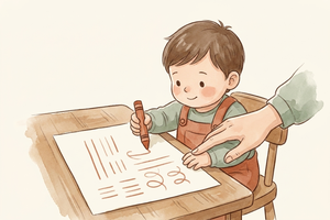 Watercolor illustration teaser for Pre-Writing Skills by Age guide