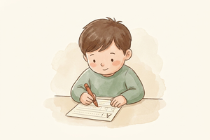 Watercolor illustration teaser for Preschool Handwriting Practice guide