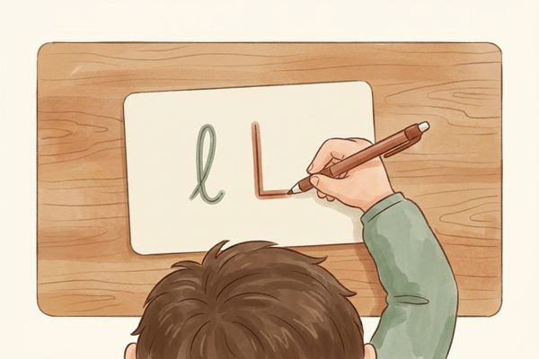 Watercolor illustration of grouped letters that share motor patterns