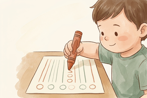 Watercolor illustration teaser for Pre-Writing Skills by Age guide