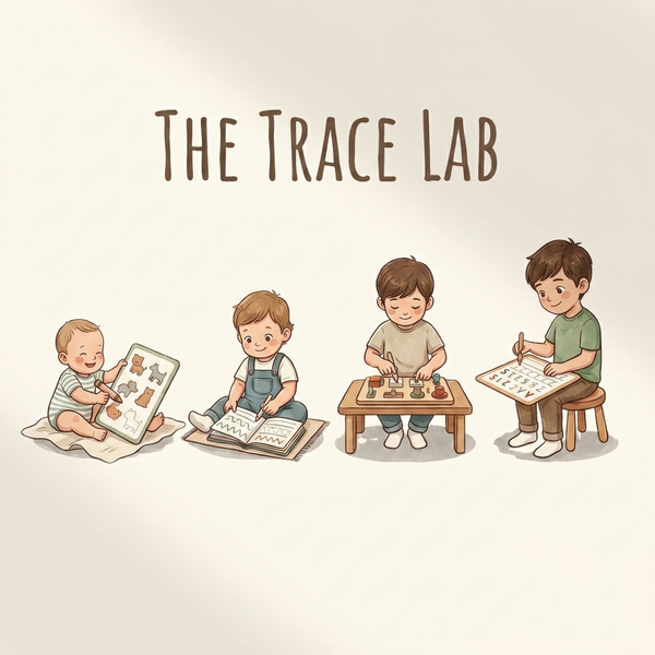 Watercolor illustration of The Trace Lab on a soft cream background
