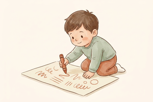 Watercolor illustration teaser for Pre-Writing Skills by Age guide