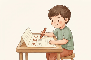 Watercolor illustration teaser for Kindergarten Handwriting Practice guide