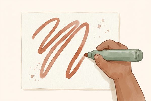 Watercolor illustration of a child tracing wide lines with a chunky marker