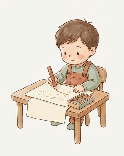 Watercolor illustration placeholder for myth 3: matching pencil thickness to grip stage
