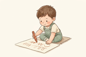 Watercolor illustration teaser for Pre-Writing Skills by Age guide