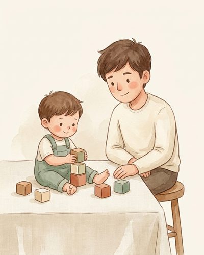 Watercolor illustration placeholder for myth 3: a child watching a counting show on TV
