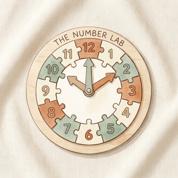 Watercolor illustration of The Number Lab on a soft cream background