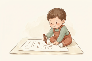 Watercolor illustration teaser for Pre-Writing Skills by Age guide