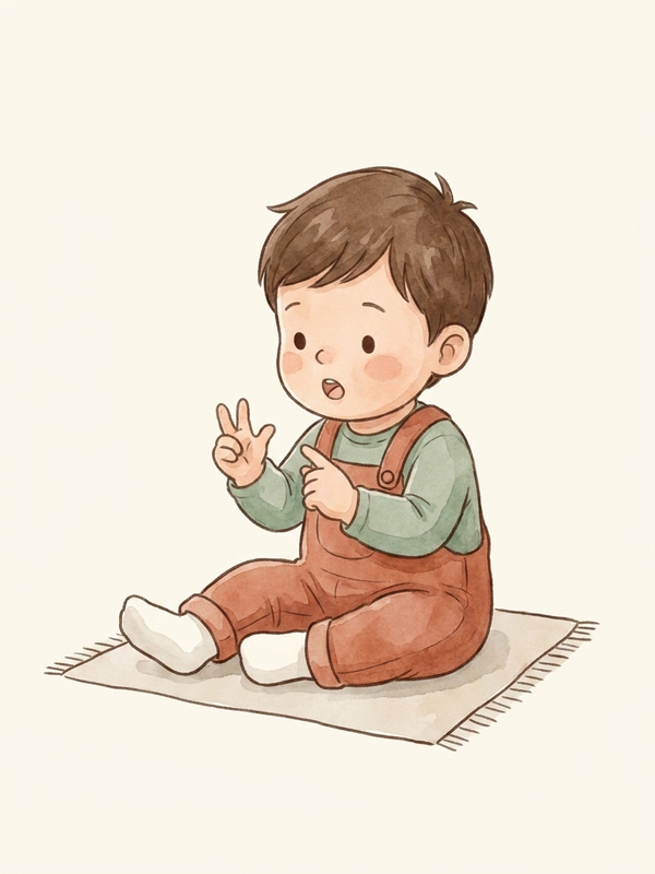 Watercolor illustration of a young child reciting the count sequence