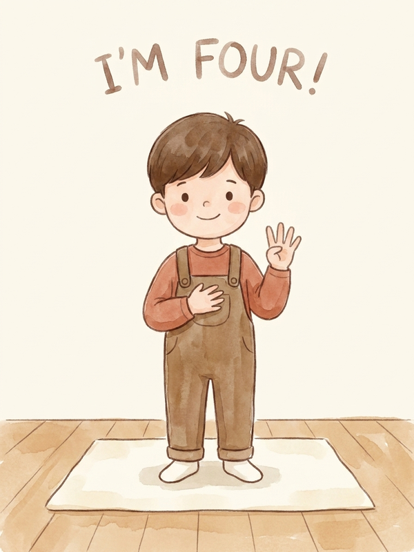 Watercolor illustration of a child grasping that the last number counted is the total